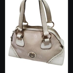 Dooney & Bourke Beige Logo Shoulder Bag with Gold-Tone Accent